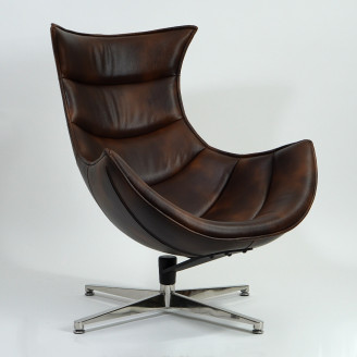 Nowoczesny Fotel skórzany wypoczynkowy LUXOR ciemno brązowy Halmar do salonu, sypialni i poczekalni.