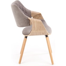 Krzesło drewniane welurowe K396 popiel/jasny dąb Halmar do salonu, kuchni i jadalni.