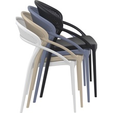 Nowoczesne Krzesło ażurowe z podłokietnikami SUNSET szarobrązowe Siesta do kuchni, jadalni i salonu.