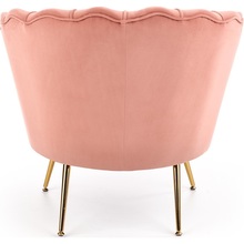 Glamour Fotel welurowy na złotych nogach Amorinito jasno różowy Halmar do salonu, sypialni i poczekalni.