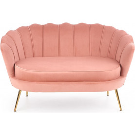 Stylowa Sofa welurowa "Muszla" na złotych nogach Amorinito 133 jasno różowa Halmar do salonu, poczekalni i kawiarni. 2