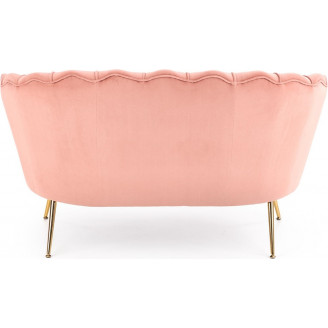 Stylowa Sofa welurowa "Muszla" na złotych nogach Amorinito 133 jasno różowa Halmar do salonu, poczekalni i kawiarni.