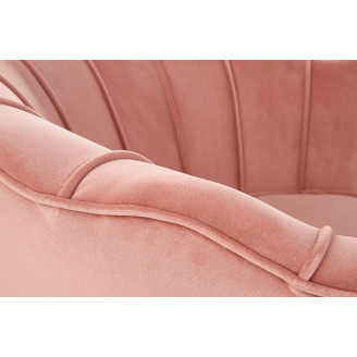 Stylowa Sofa welurowa "Muszla" na złotych nogach Amorinito 133 jasno różowa Halmar do salonu, poczekalni i kawiarni.