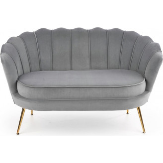 Sofa welurowa 'Muszla' Halmar Amorinito | Szara, Złote Nogi