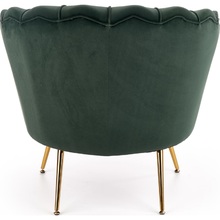 Glamour Fotel welurowy na złotych nogach Amorinito ciemny zielony Halmar do salonu, sypialni i poczekalni.