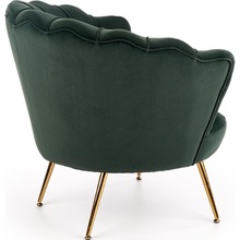 Glamour Fotel welurowy na złotych nogach Amorinito ciemny zielony Halmar do salonu, sypialni i poczekalni.