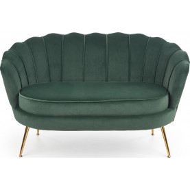 Stylowa Sofa welurowa "Muszla" na złotych nogach Amorinito 133 ciemno zielona Halmar do salonu, poczekalni i kawiarni. 2