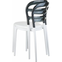 Stylowe Krzesło z tworzywa MISS BIBI ciemnoszare/szary dymione przezroczyste Siesta do salonu, kuchni i restuaracji.
