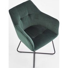 Welurowe krzesło pikowane z podłokietnikami K377 ciemny zielony Halmar do salonu, kuchni i jadalni.