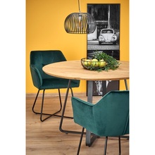 Welurowe krzesło pikowane z podłokietnikami K377 ciemny zielony Halmar do salonu, kuchni i jadalni.