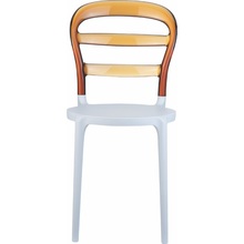 Stylowe Krzesło z tworzywa MISS BIBI białe/bursztynowe przezroczyste Siesta do salonu, kuchni i restuaracji.