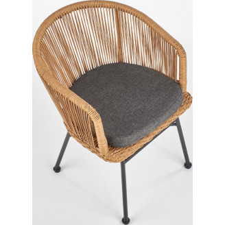 Skandynawskie Krzesło rattanowe z podłokietnikami boho K400 naturalne Halmar do kuchni, salonu i restauracji.