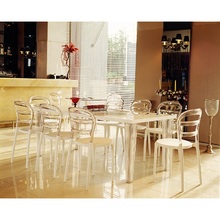 Stylowe Krzesło z tworzywa MISS BIBI białe/przezroczyste Siesta do salonu, kuchni i restuaracji.