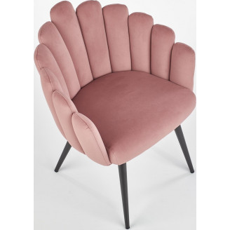 Stylowe Krzesło welurowe z podłokietnikami K410 Velvet różowe Halmar do stołu w jadalni.