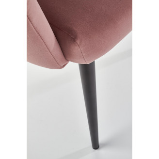 Stylowe Krzesło welurowe z podłokietnikami K410 Velvet różowe Halmar do stołu w jadalni.