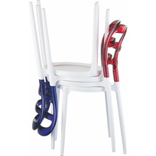 Stylowe Krzesło z tworzywa MISS BIBI białe/czarne przezroczyste Siesta do salonu, kuchni i restuaracji.