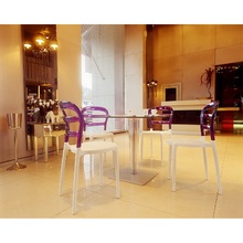Stylowe Krzesło z tworzywa MISS BIBI białe/fioletowe przezroczyste Siesta do salonu, kuchni i restuaracji.