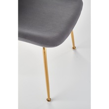 Stylowe Krzesło welurowe na złotych nogach K381 popiel Halmar do stołu w jadalni.