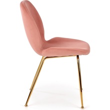 Stylowe Krzesło welurowe na złotych nogach K381 różowe Halmar do stołu w jadalni.
