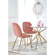 Stylowe Krzesło welurowe na złotych nogach K381 różowe Halmar do stołu w jadalni.