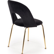 Stylowe Krzesło welurowe na złotych nogach K385 czarne Halmar do stołu w jadalni.