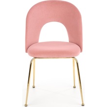 Stylowe Krzesło welurowe na złotych nogach K385 jasno różowe Halmar do stołu w jadalni.