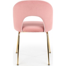Stylowe Krzesło welurowe na złotych nogach K385 jasno różowe Halmar do stołu w jadalni.