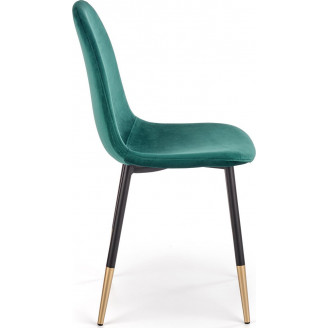 Stylowe Krzesło welurowe glamour K379 ciemno zielone Halmar do stołu w jadalni.