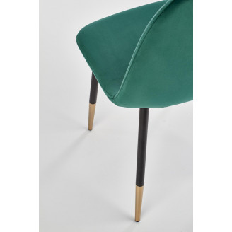 Stylowe Krzesło welurowe glamour K379 ciemno zielone Halmar do stołu w jadalni.