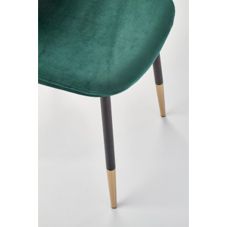 Stylowe Krzesło welurowe glamour K379 ciemno zielone Halmar do stołu w jadalni.