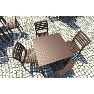 Stół ogrodowy plastikowy Ares 80x80 brązowy Siesta