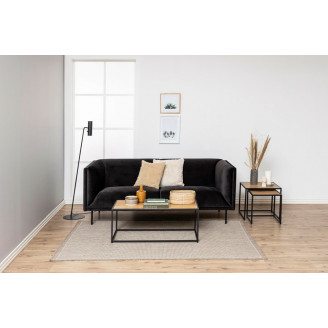Zestaw stolików kwadratowych loft Seaford dąb/czarny D2.Design do salonu.