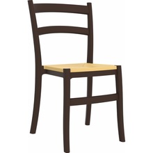 Stylowe Krzesło z tworzywa TIFFANY-S brązowe Siesta do stołu.
