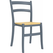 Stylowe Krzesło z tworzywa TIFFANY-S ciemnoszare Siesta do stołu.