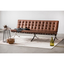 Stylowa Sofa skórzana pikowana 3 os. BA3 180 jasny brąz D2.Design do salonu, poczekalni i kawiarni.