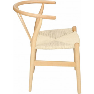 Stylowe Krzesło drewniane skandynawskie Wicker drewno/beż D2.Design do kuchni, salonu i restauracji.