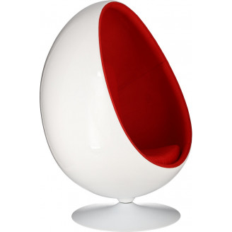 Designerski Fotel Ovalia Chair biało-czerwony D2.Design do salonu i sypialni.