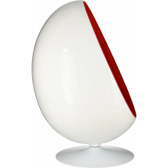 Designerski Fotel Ovalia Chair biało-czerwony D2.Design do salonu i sypialni.