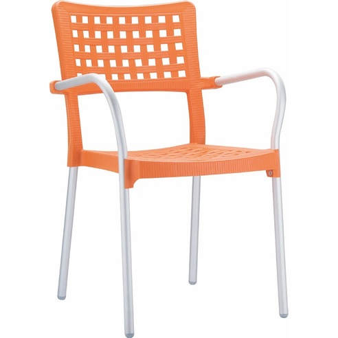 Krzesło ogrodowe z podłokietnikami Gala pomarańczowe Siesta do ogrodu i na taras.