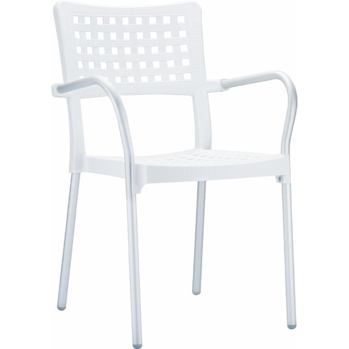 Krzesło ogrodowe z podłokietnikami Gala białe Siesta do ogrodu i na taras.