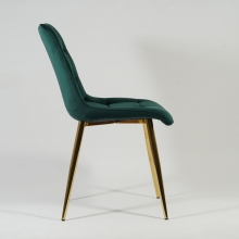 Krzesło welurowe pikowane na złotych nogach Chic Velvet Gold zielone Signal do salonu, kuchni i jadalni.