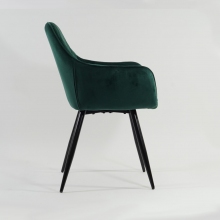 Krzesło welurowe pikowane z podłokietnikami Linea zielone Signal do salonu, kuchni i jadalni.
