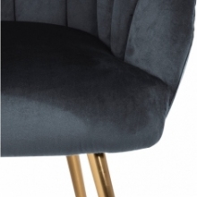 Stylizowany Fotel welurowy "muszelka" ze złotymi nogami Daniella szaro-zielony Actona do salonu i sypialni.