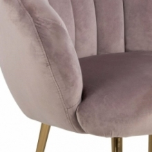 Stylizowany Fotel welurowy "muszelka" ze złotymi nogami Daniella różowy Actona do salonu i sypialni.