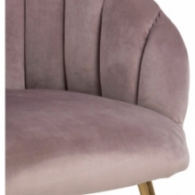 Stylizowany Fotel welurowy "muszelka" ze złotymi nogami Daniella różowy Actona do salonu i sypialni.