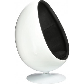 Stylizowany Fotel obrotowy designerski Ovalia Chair biało-czarny D2.Design do salonu i sypialni.