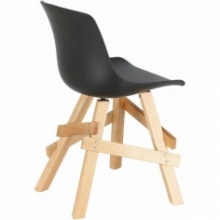Krzesło skandynawskie Rail czarne Intesi na drewnianych nogach do salonu i kuchni.