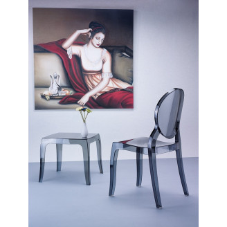 Stolik kwadratowy Queen 51x51 czarny przezroczysty Siesta do salonu.