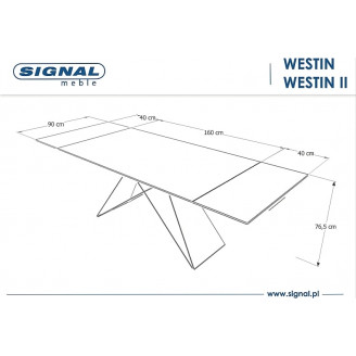 Stół rozkładany szklany Westin 160x90 czarny mat Signal do jadalni, kuchni i salonu.
