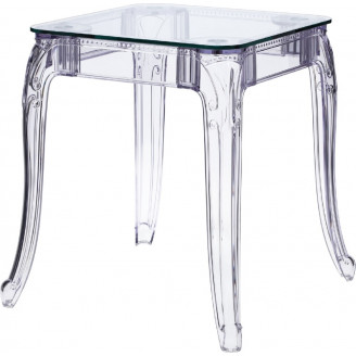 Stylowy Stół kwadratowy designerski Ghost 62x62 przezroczysty D2.Design do salonu i kuchni